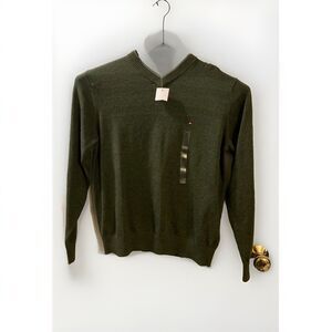 Tommy Hilfiger Men's S/P  V-Neck  Grey Sweater Premium Cotton Long Sleeve NEW